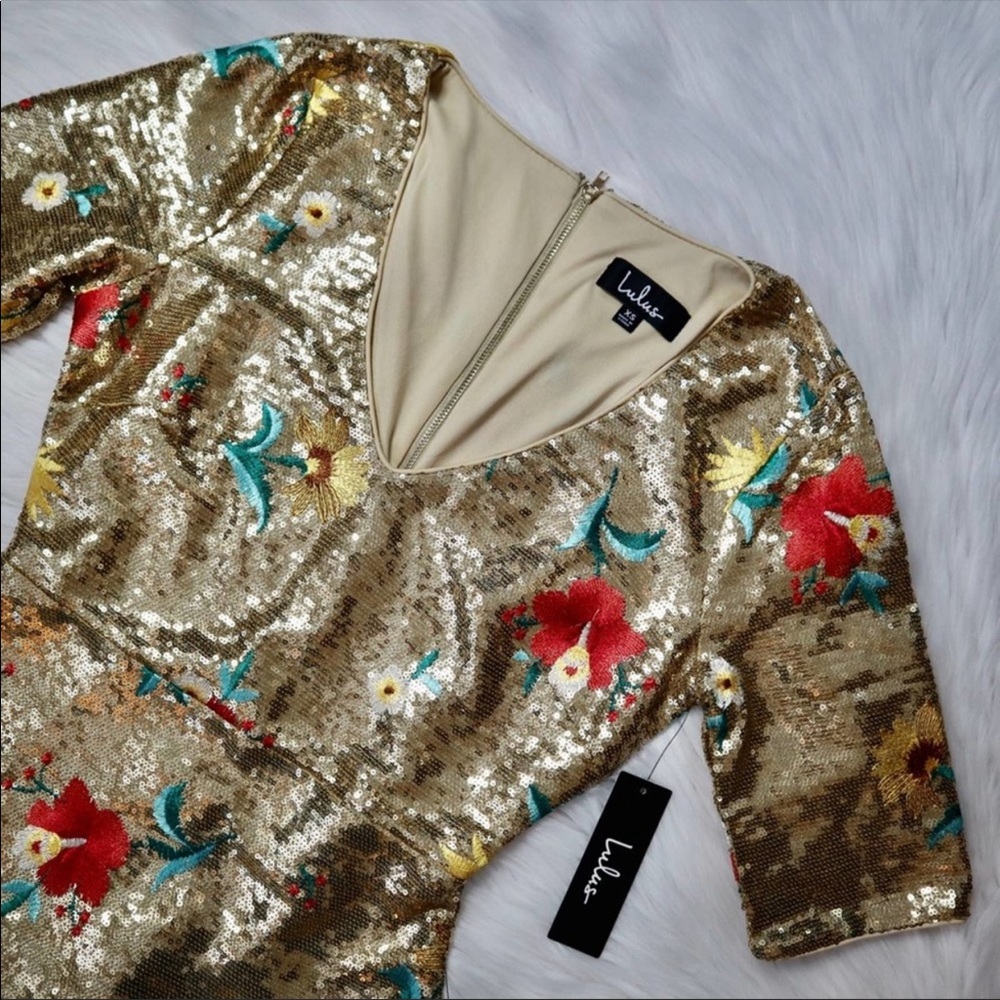 Lulu's Let It Shine Gold Sequin Bodycon Dress